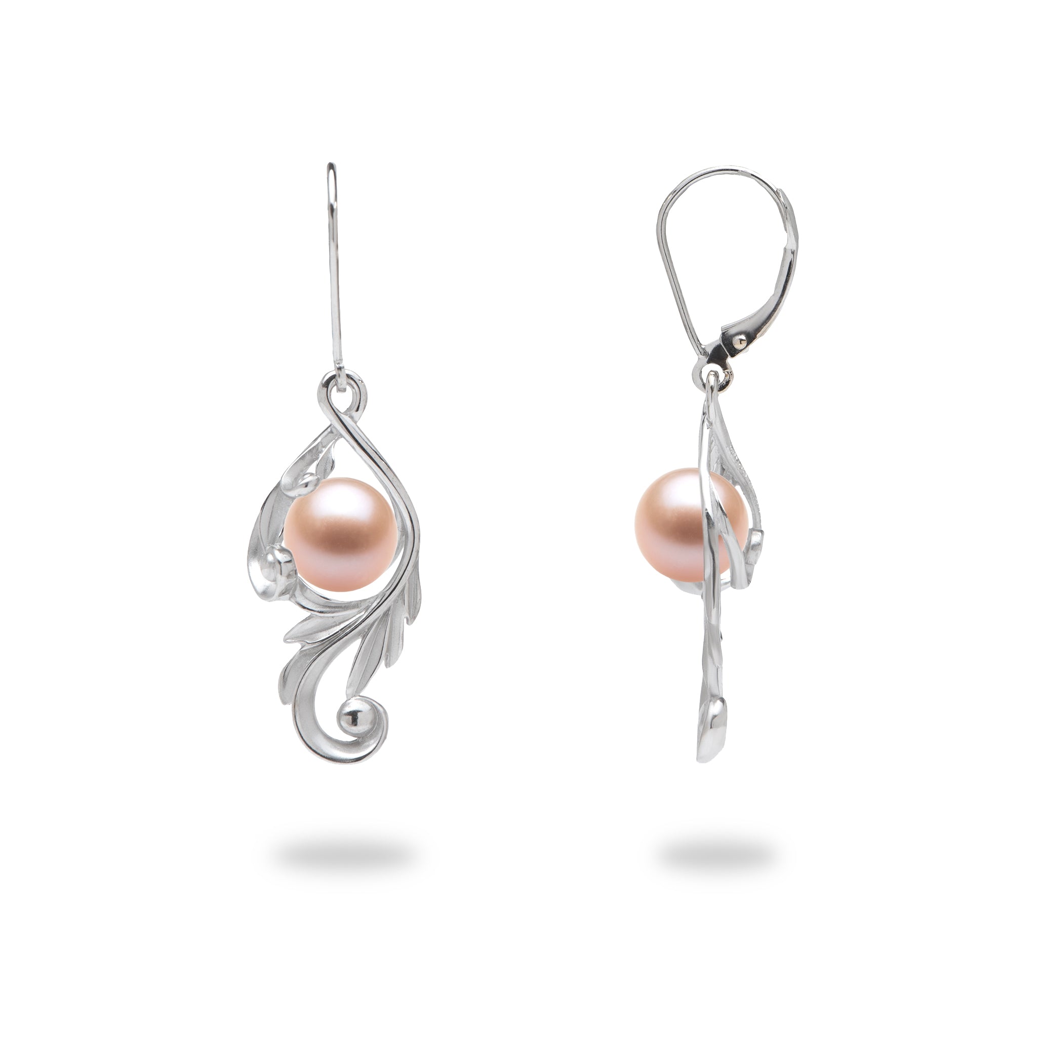 Choisissez une boucle d'oreilles de défilement perle maile en or blanc