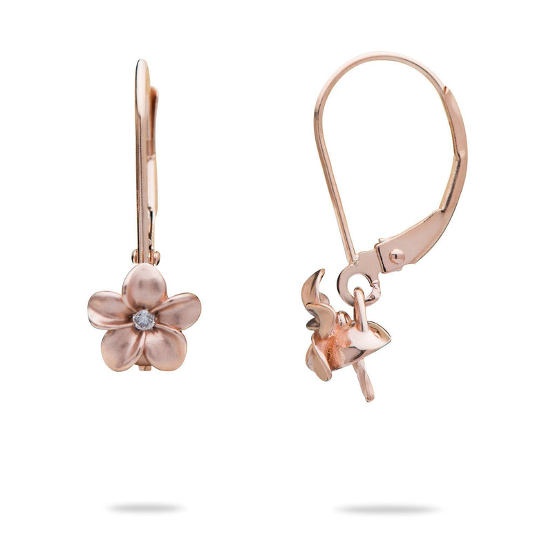 Plumeria Earring Mountings in 14K Rose Gold - Maui Divers Jewelry