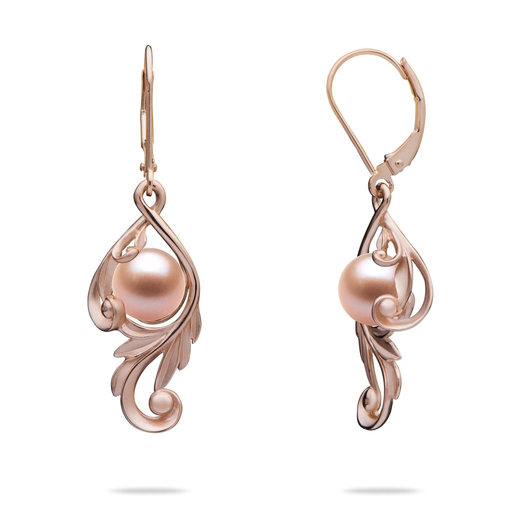 Maile Scroll Earring Mountings in 14k Rose Gold - Maui Divers Jewelry