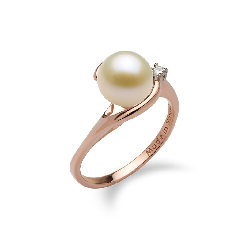 Pick-a-Pearl Ring in Rose Gold with Diamond White Pearl - Maui Divers Jewelry