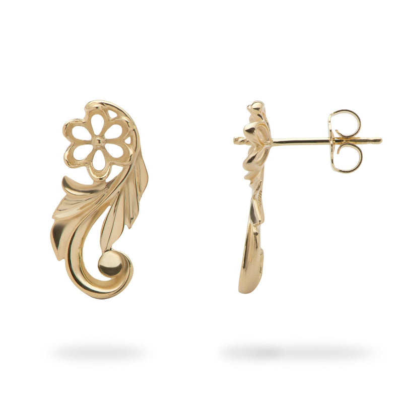 Pick A Pearl Hawaiian Heirloom Earrings Mounting in Gold - 19mm