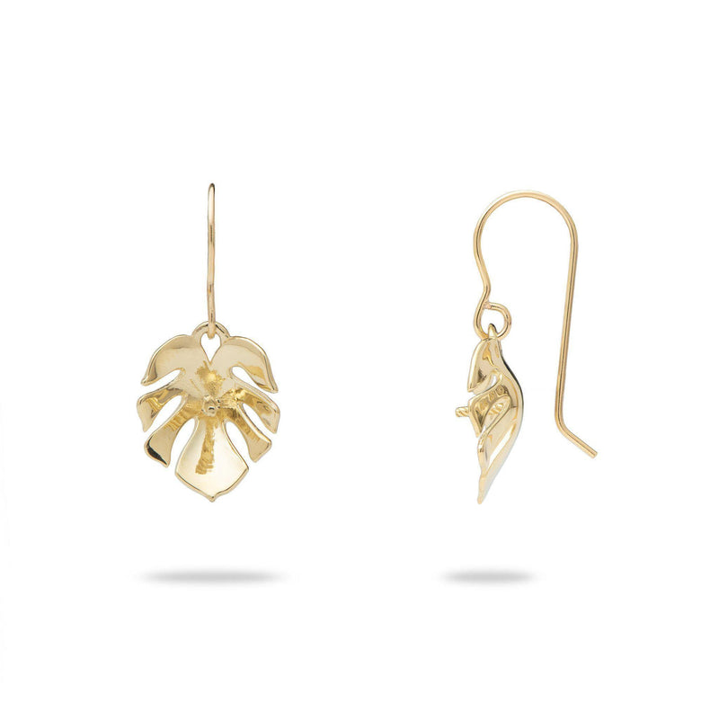 Monstera Earrings Mounting in 14K Yellow Gold - Maui Divers Jewelry