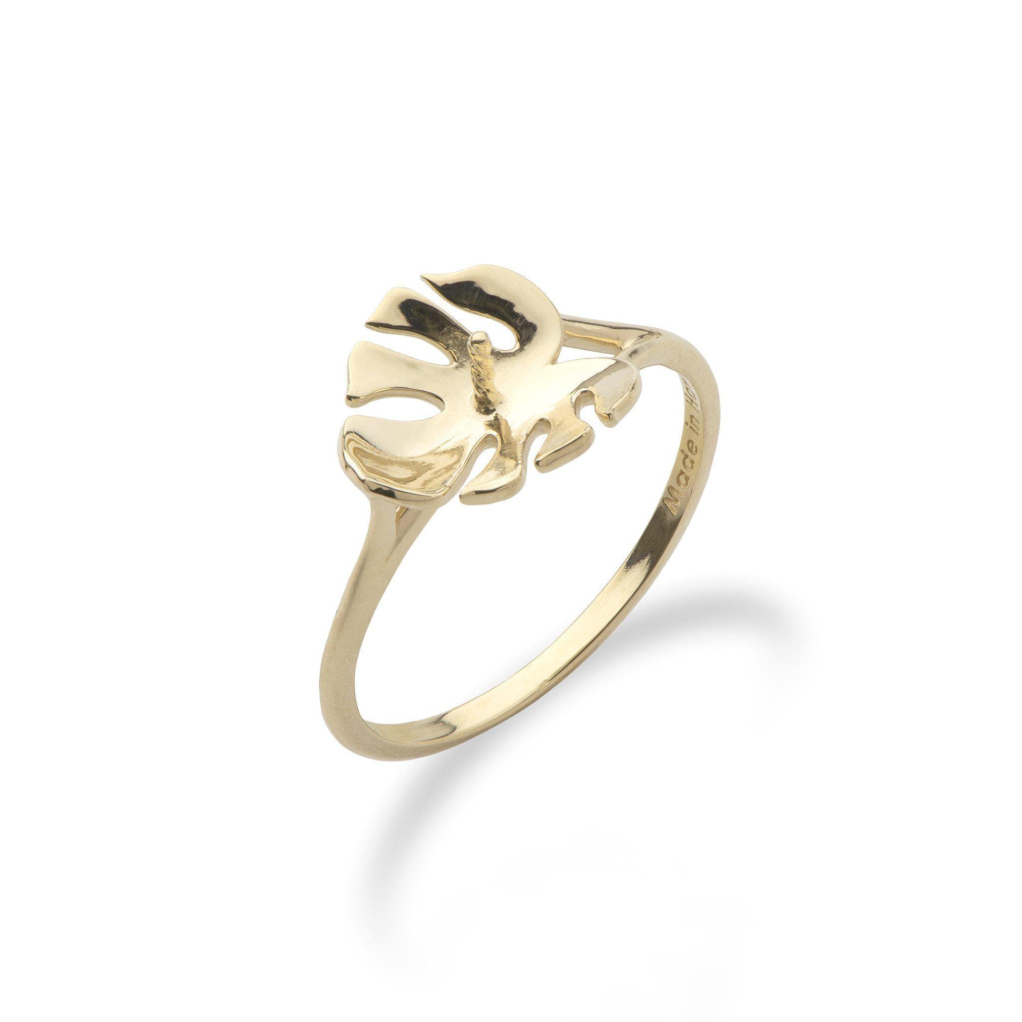 Monstera Ring Mounting in 14K Yellow Gold - Maui Divers Jewelry