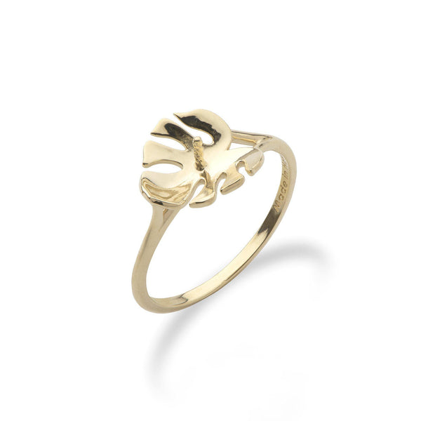 Monstera Ring Mounting in 14K Yellow Gold - Maui Divers Jewelry