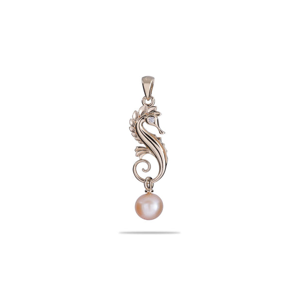 Pick A Pearl Seahorse Pendant in Gold with Diamonds - 19mm