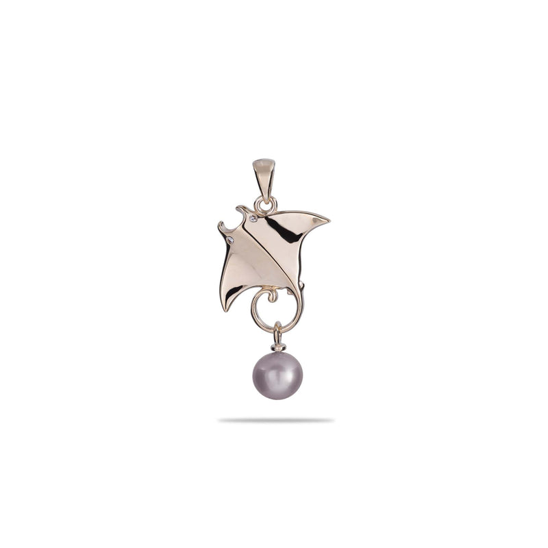 Pick A Pearl Manta Ray Pendant in Gold with Diamonds - 22mm - Maui Divers Jewelry
