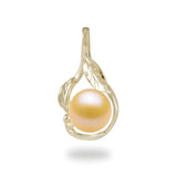 Maile Scroll Pendant Mounting in 14K Yellow Gold with Peach Pearl - Maui Divers Jewelry