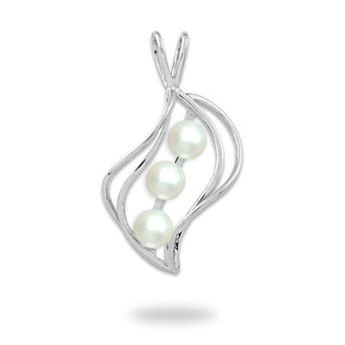 Pick A Pearl Waterfall Pendant in White Gold with White Pearl - Maui Divers Jewelry