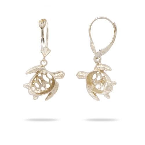 Honu (Turtle) Earring Mountings in 14K Yellow Gold - Maui Divers Jewelry