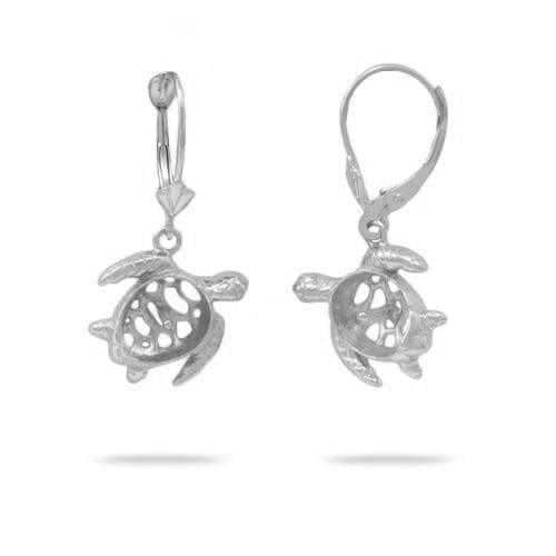 Pick A Pearl Honu Earrings in White Gold - Maui Divers Jewelry