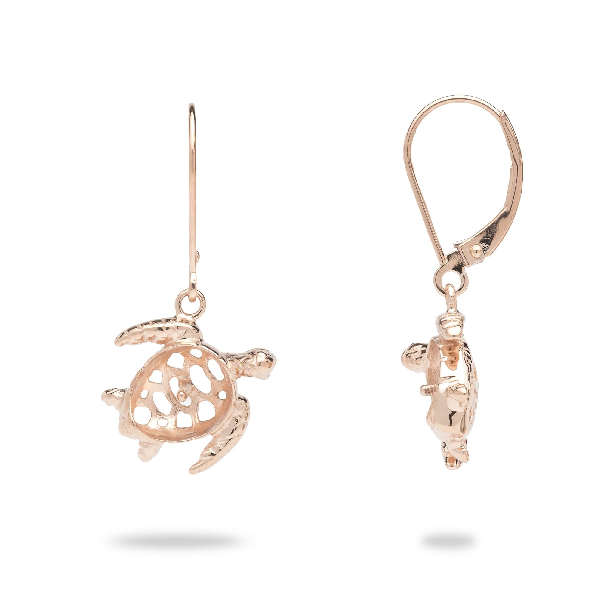 Honu (Turtle) Earring Mountings in 14k Rose Gold 076-06143