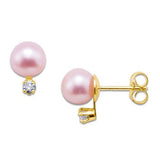 Pick a Pearl Earring with Diamonds in 14K Yellow Gold with Pink Pearl - Maui Divers Jewelry