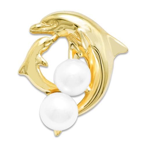 Dolphin Pick A Pearl Pendant in 14K Yellow Gold 076-00157 Cream