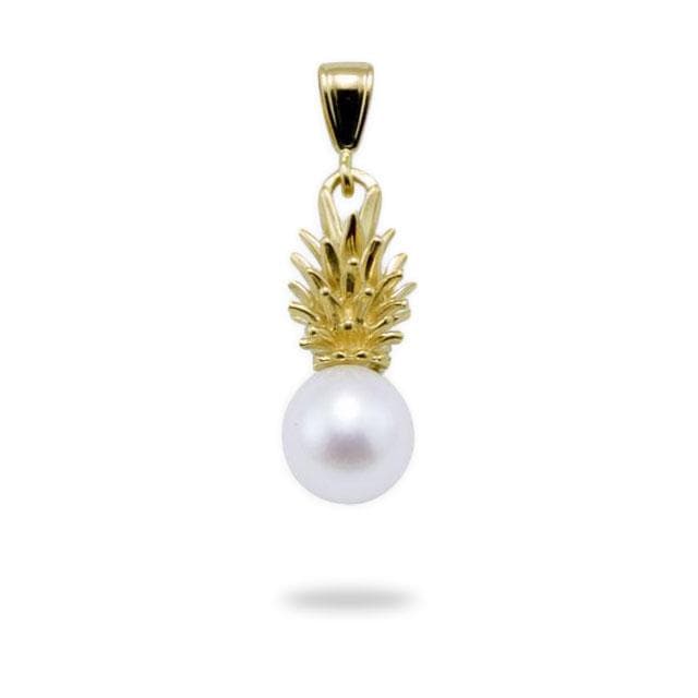 Pick A Pearl Pineapple Pendant in Gold on white background - Maui Divers Jewelry