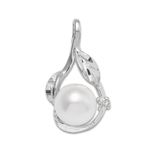 Pick A Pearl Pendant with Diamonds in 14K White Gold with White Pearl - Maui Divers Jewelry