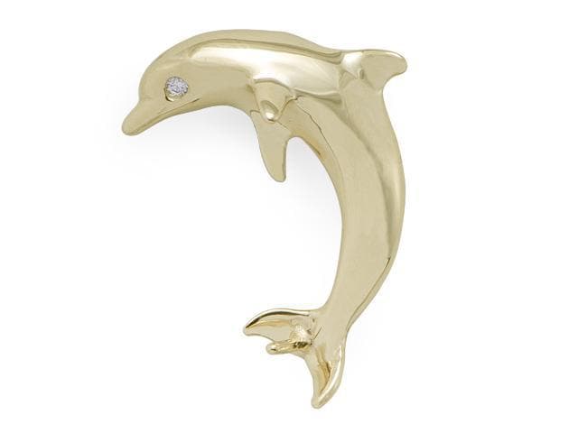 Pick a Pearl Dolphin Pendant with a Diamond in 10K Yellow Gold - Maui Divers Jewelry
