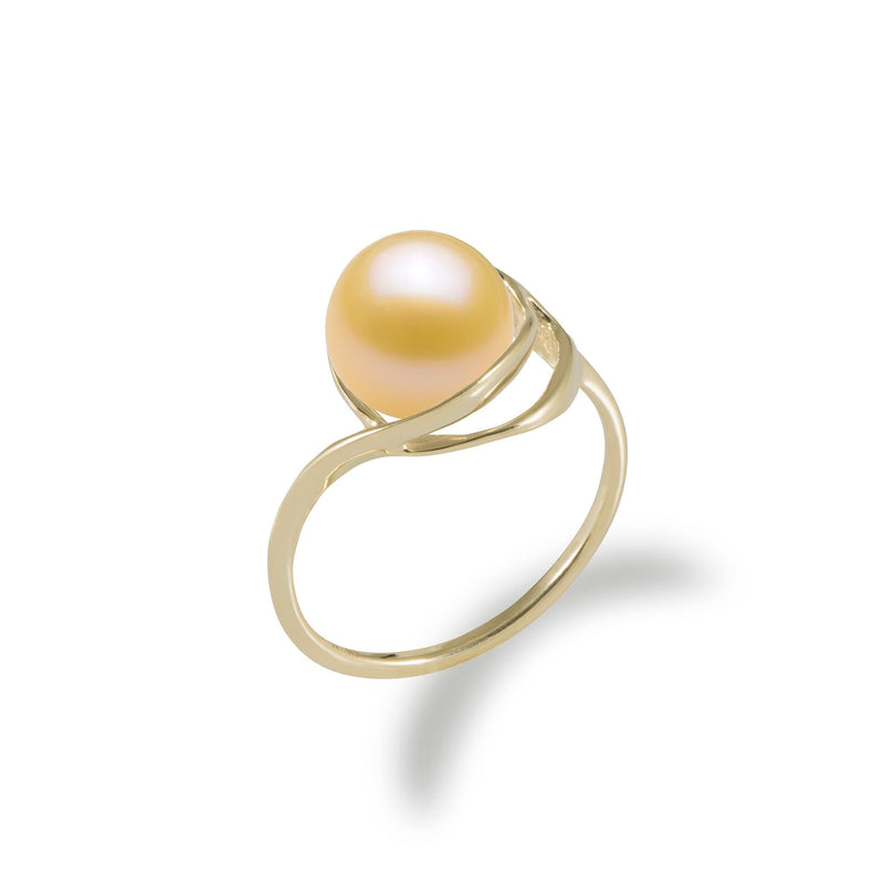 Swirl Ring Mounting in 10K Yellow Gold  Peach Pearl- Maui Divers Jewelry