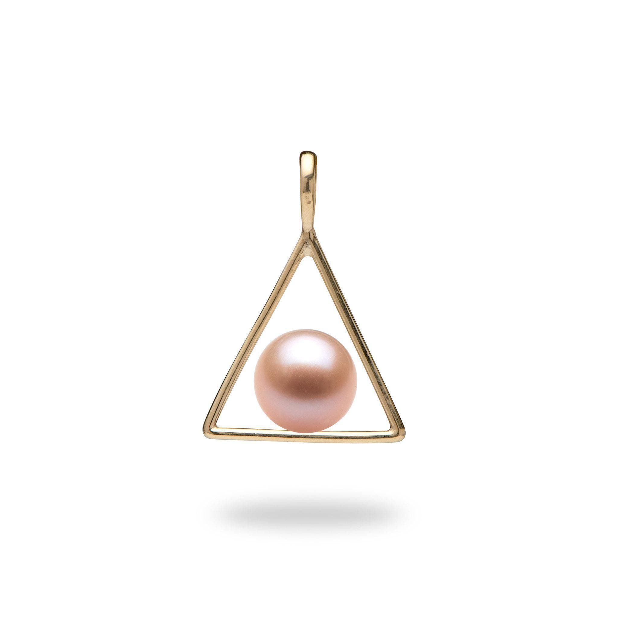 Triangle Pendant Mounting in 10K Yellow Gold with Pink Pearl - Maui Divers Jewelry