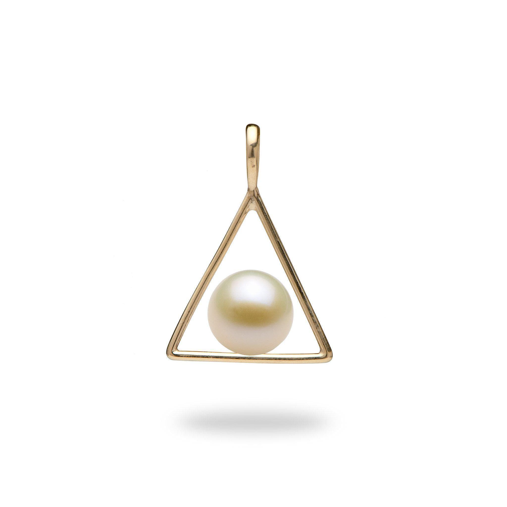 Triangle Pendant Mounting in 10K Yellow Gold with White Pearl - Maui Divers Jewelry