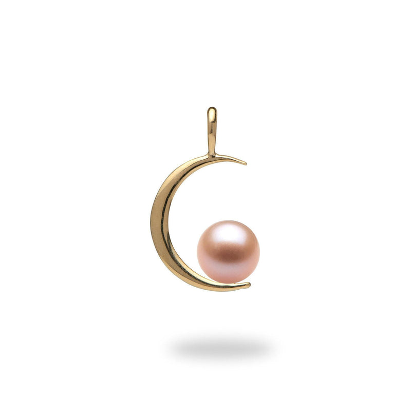 Pick-a-Pearl Crescent Moon Pendant in Gold with Pink Pearl - Maui Divers Jewelry