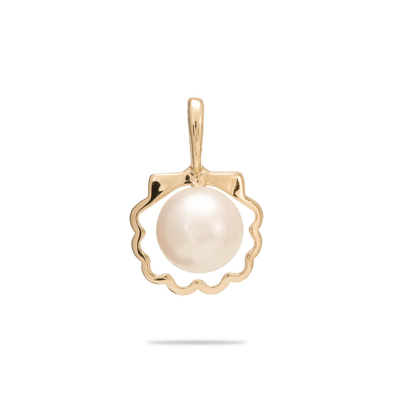 Pick A pearl Seashell Pendant in  Gold - 11mm - with White Pearl - Maui Divers Jewelry
