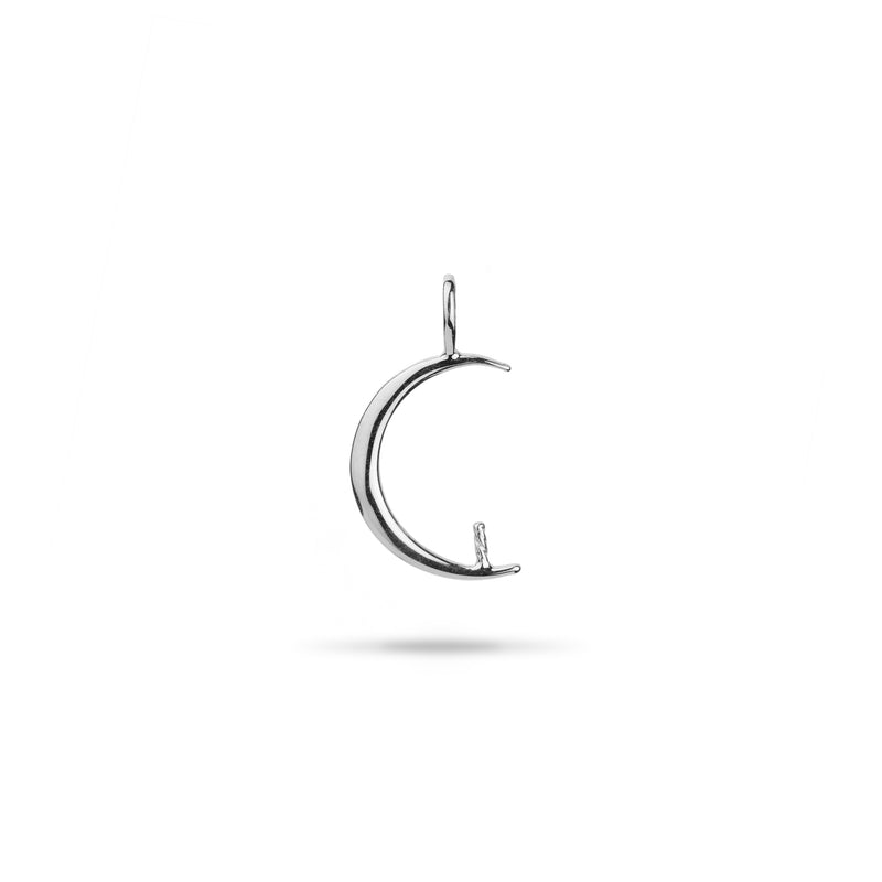 Pick A Pearl Crescent Moon Pendant in White Gold - Maui Divers Jewelry