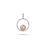 Pick A Pearl Circle of Life Pendant in White Gold with Peach Pearl - Maui Divers Jewelry