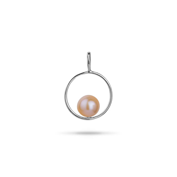 Pick A Pearl Circle of Life Pendant in White Gold with Peach Pearl - Maui Divers Jewelry