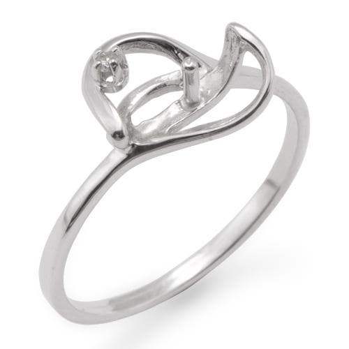 Ring Mounting with Diamond in 10K White Gold- Maui Divers Jewelry