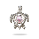 Honu Cage Pendant Mounting in Sterling Silver with Pink Pearl - Maui Divers Jewelry