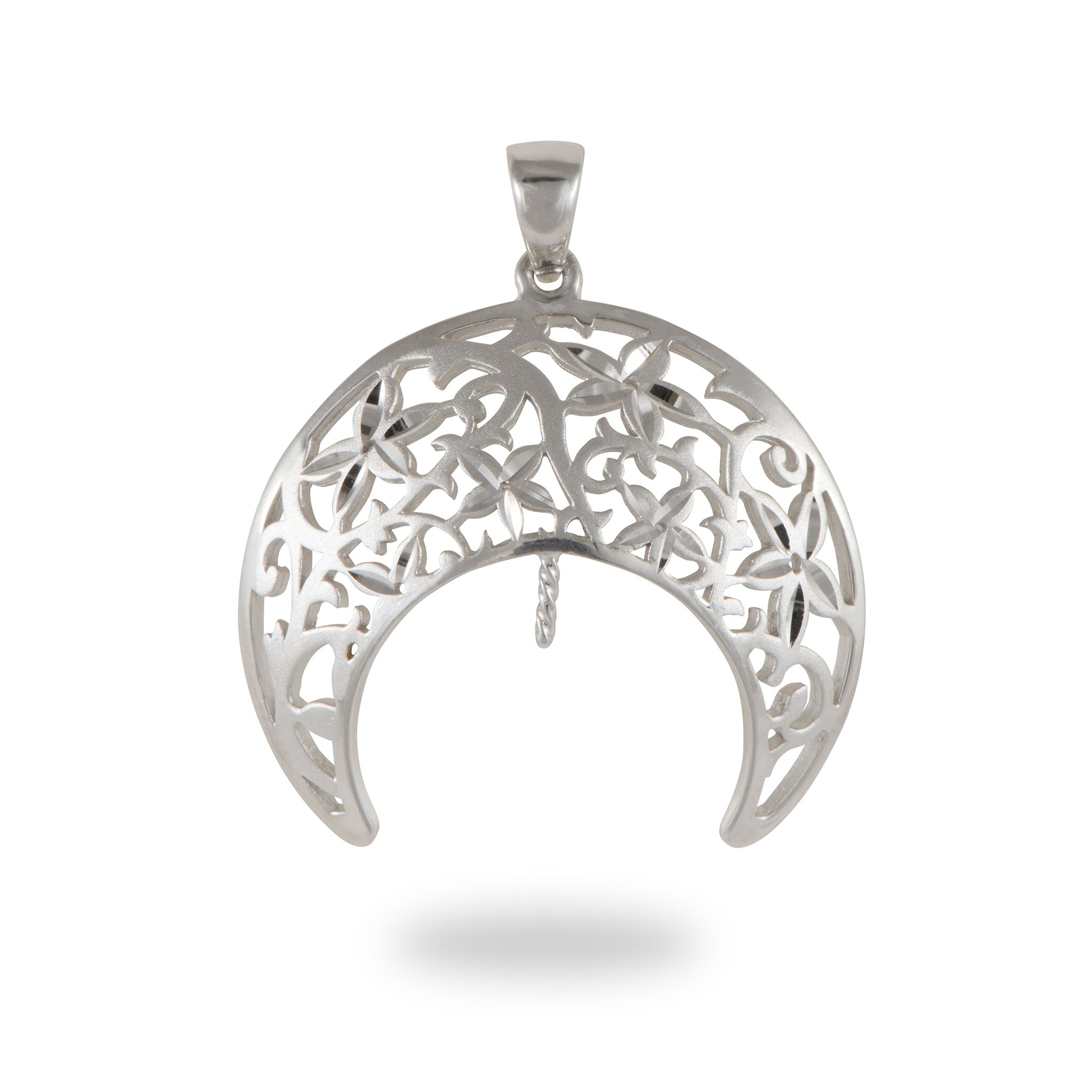 Choisissez un pendentif en croissant à fleurs perlé en argent sterling - 25 mm