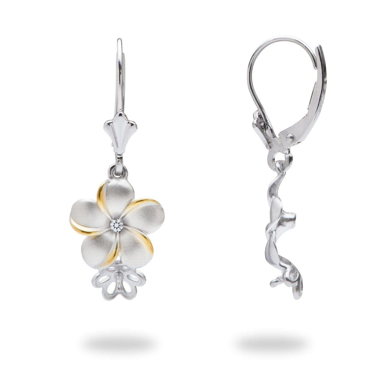 Pick-a-Pearl Plumeria Earrings in Sterling Silver - Maui Divers Jewelry