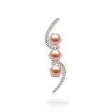 Pick-a-Pearl Bypass Pendant in Sterling Silver with Cubic Zirconia with Pink Pearls - Maui Divers Jewelry