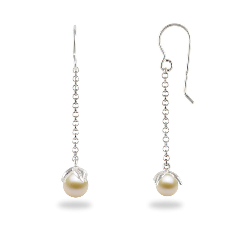 Pick-a-Pearl Maile Earrings in Sterling Silver with White Pearl - Maui DIvers Jewelry