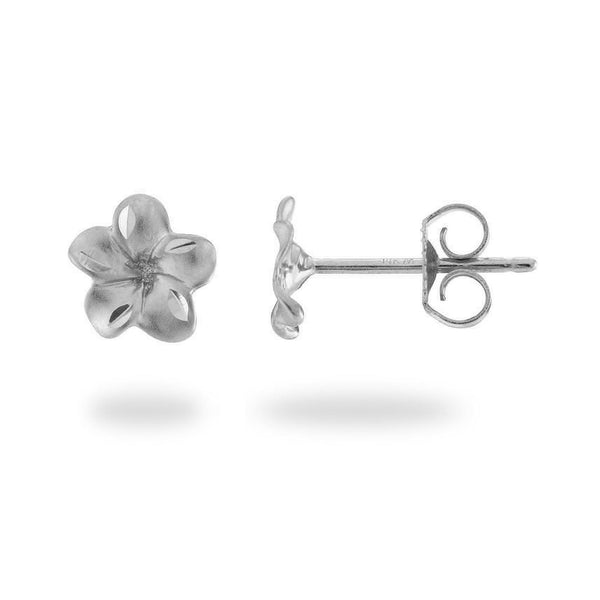 Plumeria Earrings in White Gold - 9mm-Maui Divers Jewelry