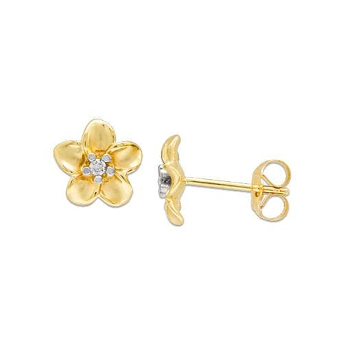 Plumeria Earrings 9mm in 14K Yellow Gold / Half Pair 014-03615-112718-[SKU]