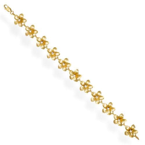 Plumeria Bracelet in Gold with Diamonds - 13mm-Maui Divers Jewelry