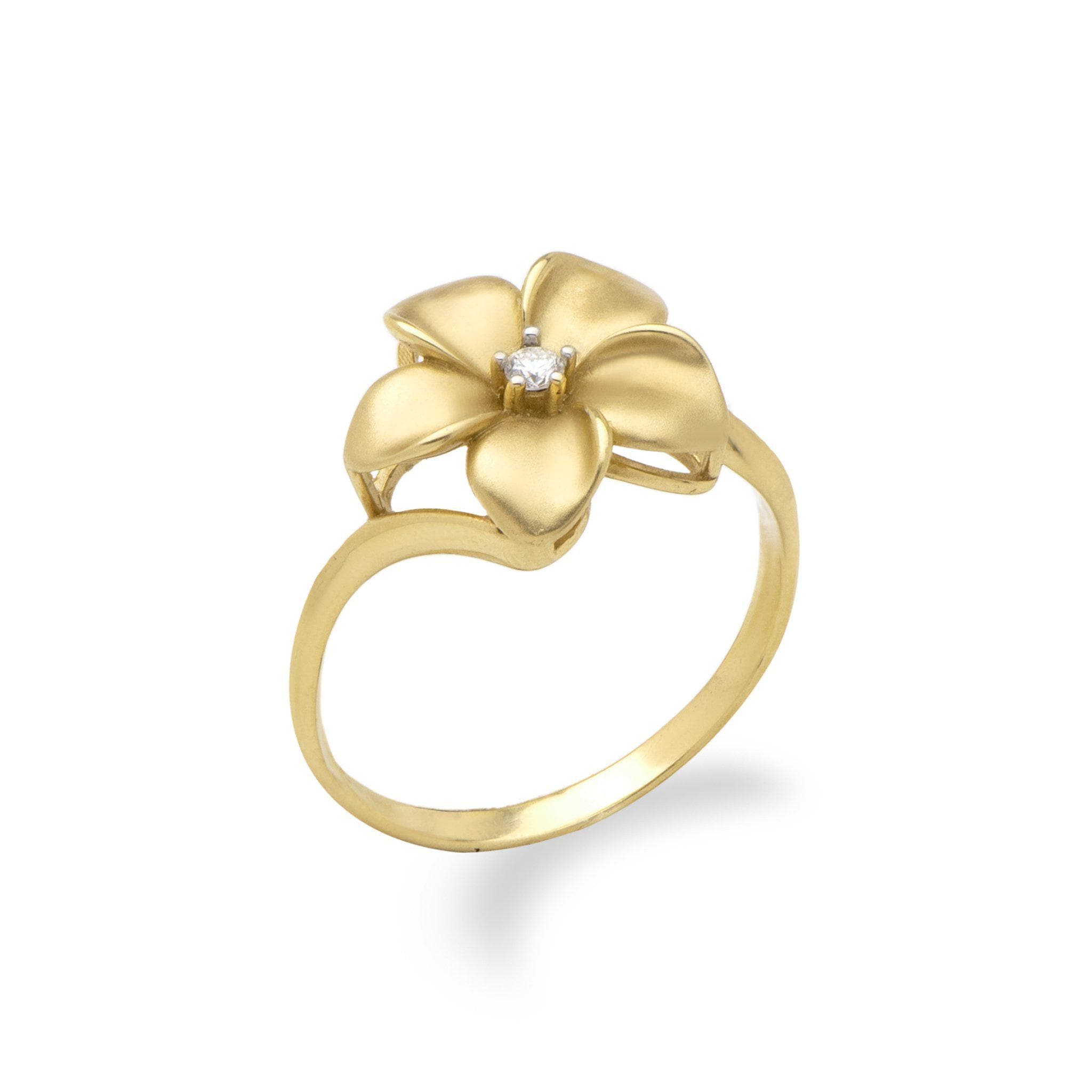 Plumeria Ring in Yellow Gold with Diamond