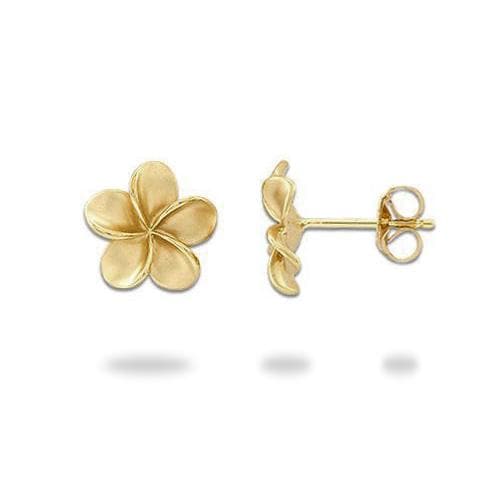 Plumeria Earrings in Gold - 11mm – Maui Divers Jewelry