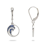 Nalu Earrings in White Gold with Blue Sapphires - 12mm-Maui Divers Jewelry