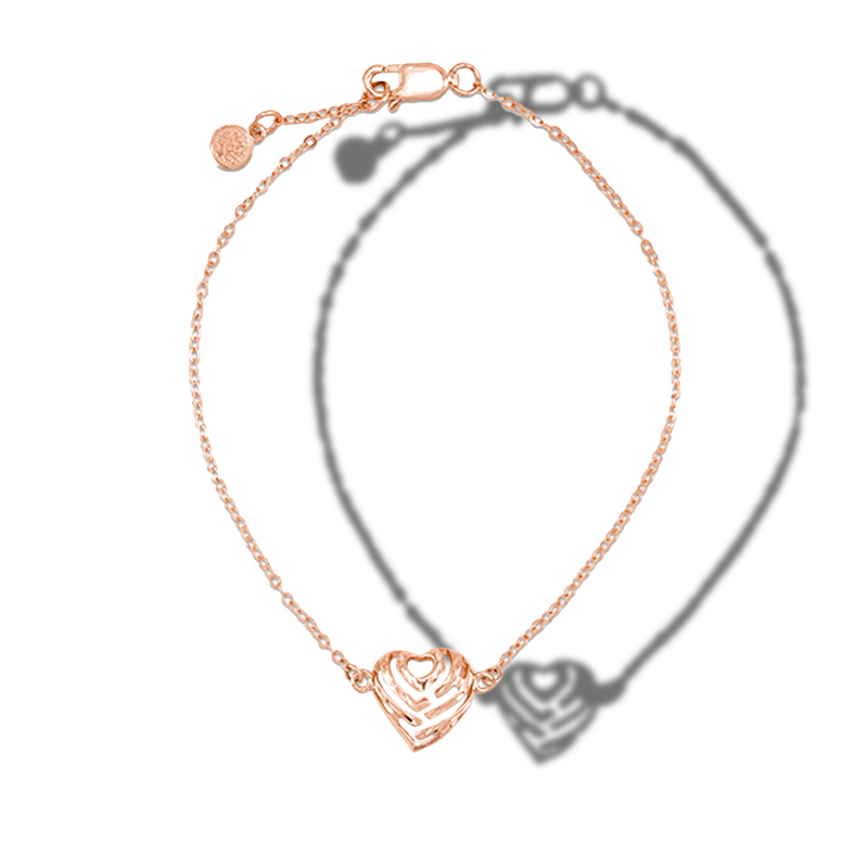 Buy Lovable Tiny Heart Rose Gold Plated Sterling Silver Chain Bracelet by  Mannash™ Jewellery