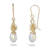 Crystal Pineapple Dangle Earrings in Gold - Small-Maui Divers Jewelry