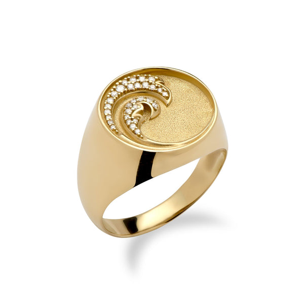 Nalu Ring in Gold with Diamonds - 18mm-Maui Divers Jewelry