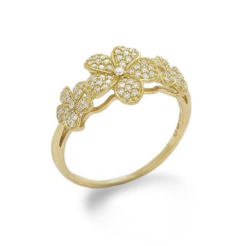Plumeria Ring in Gold with Diamonds – Maui Divers Jewelry