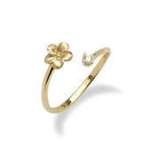 Plumeria Ring in Gold with Diamond - 6mm-Maui Divers Jewelry
