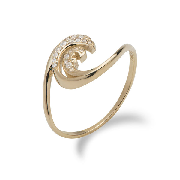 Nalu Ring in Gold with Diamonds - 12mm-Maui Divers Jewelry