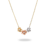 16" Plumeria Pendant in Tri Color Gold with Diamonds-Maui Divers Jewelry