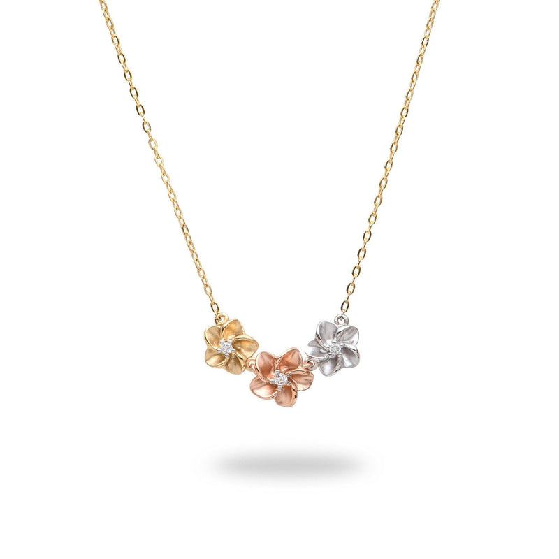 Three Plumeria Necklace in Yellow Gold – Jewel of Paradise - Fine Jewelry  Sales - Hanalei, Kauai