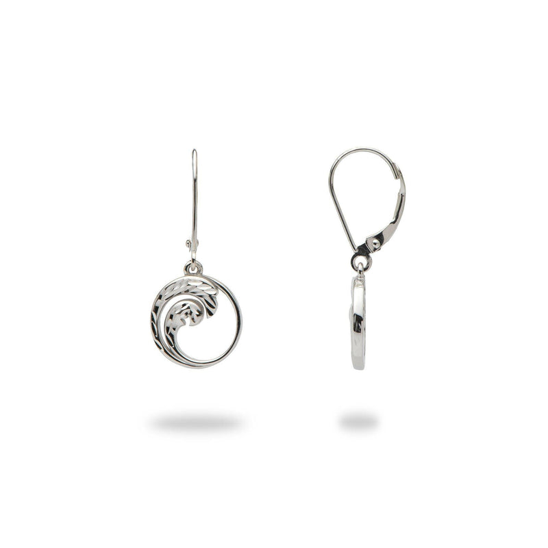 Nalu (Wave) Earrings in 14K White Gold-Maui Divers Jewelry