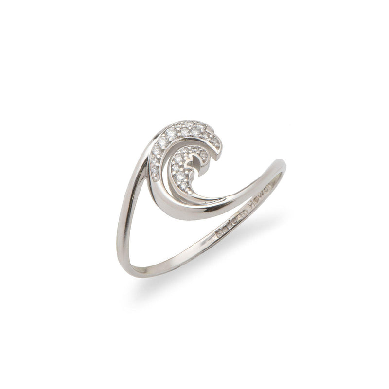Nalu Ring in White Gold with Diamonds - 12mm-Maui Divers Jewelry